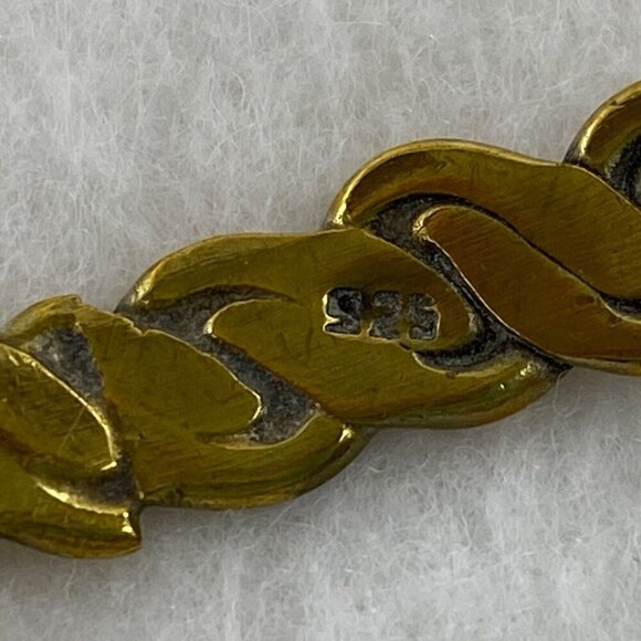 Vintage Braided Rope Bangle 925 Sterling Silver Gold Tone Bracelet Estate Find - Picture 7 of 8